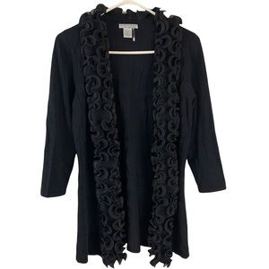 ALBERTO MAKALI ruffle cardigan top women’s Size Large